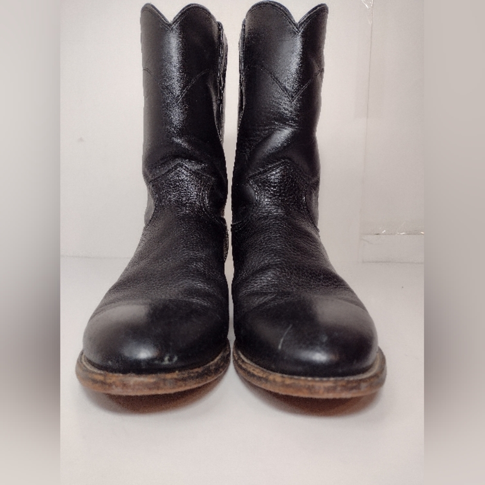 Justin Classic Black Leather Men's Boots Size (9)D Made In USA - Picture 5 of 12